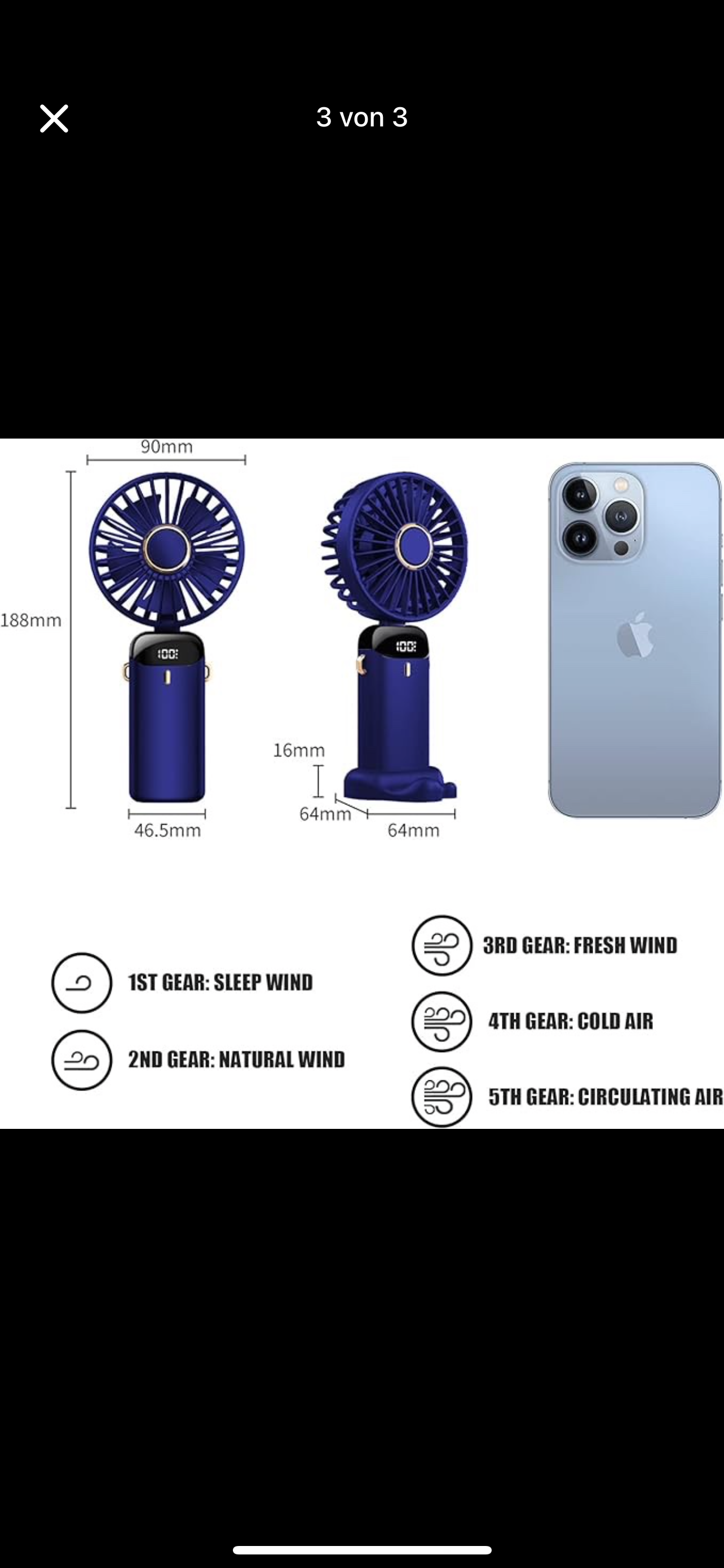 🔹 Fanify – Tragbarer Mini-Ventilator (5 Stufen)