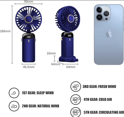 🔹 Fanify – Tragbarer Mini-Ventilator (5 Stufen)